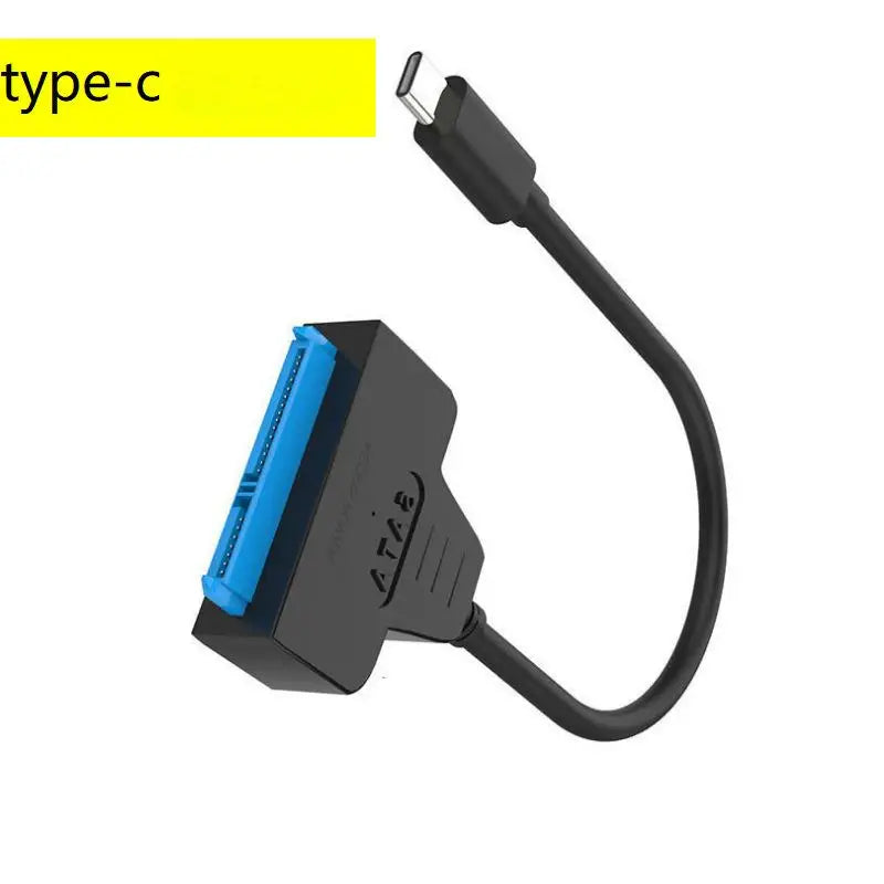 Black type-c to SATA adapter cable for connecting 2.5 inch hard drives and SSDs