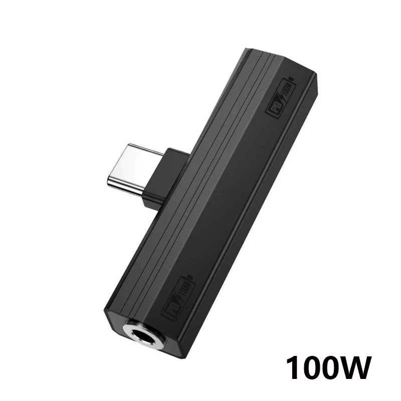 Black universal USB-C to 3.5mm audio adapter with a metal connector.
