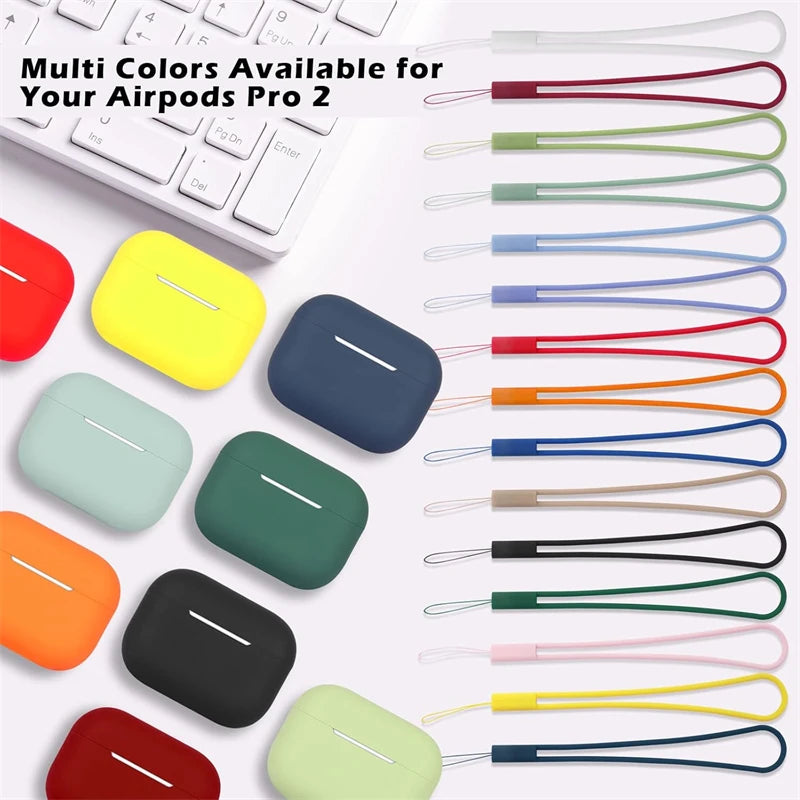 Multi colors of silicone earphone cases available with stretchable straps for AirPods Pro 2
