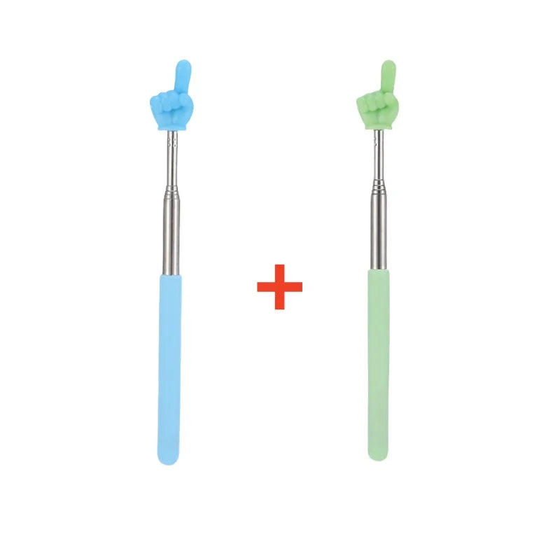 Stainless steel telescopic teaching pointer with blue and green tips