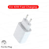 White EU 40W Fast Charging adapter plug for electronic devices