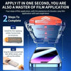A set of dual privacy screen protectors for an iPhone, showing steps for easy application.
