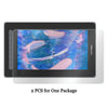 A white tablet with a clear film screen protector showing a vibrant purple and blue cosmic painting.