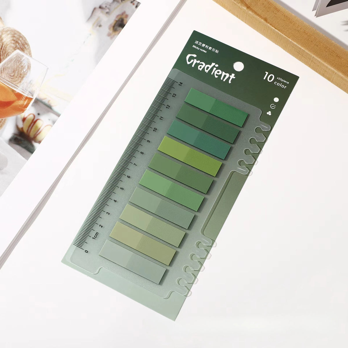A pack of Gradient 10 color self-adhesive sticky notes displayed on a white background.