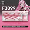 Rosa mechanische Tastatur mit weiblicher Charaktergestaltung, pinkem Haar und Kleidung.