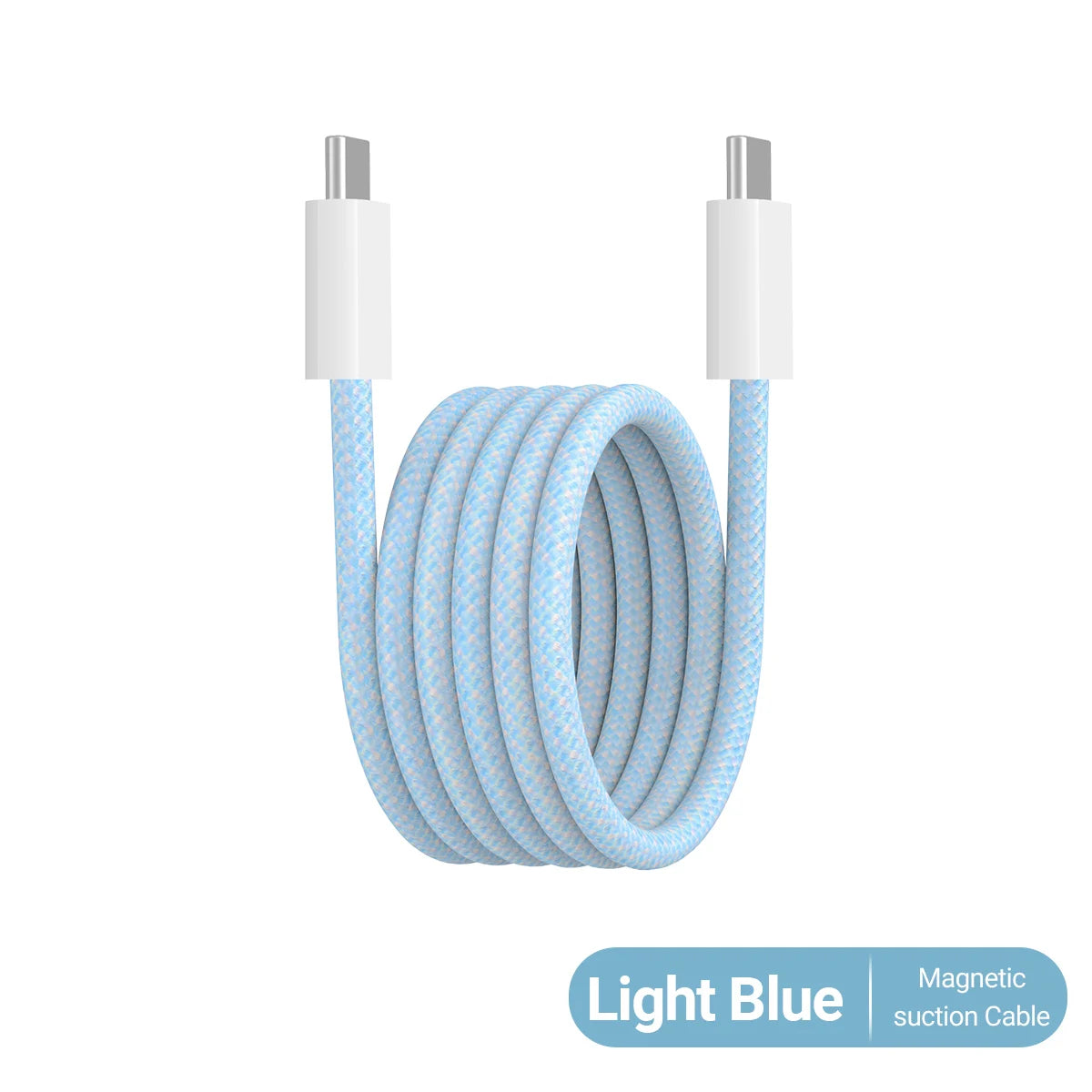Light Blue magnetic suction cable for USB-C to USB-C charging.