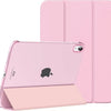 A pink slim stand case for an iPad showing the device in a vertical orientation.