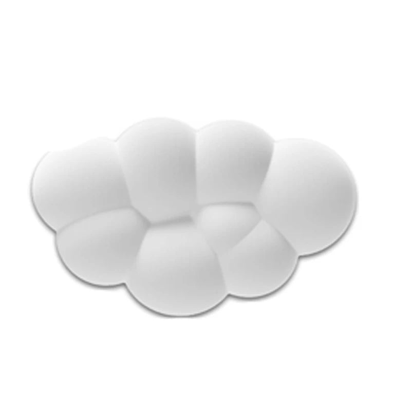 A white ergonomic memory foam wrist rest pad designed for use with a desk or mouse.