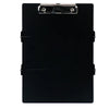 A black A4 foldable medical clipboard with a silver clasp.