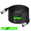 Black shielded CAT6 network cable with connectors, suitable for indoor Ethernet applications.