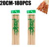 A set of natural bamboo skewers, various lengths, packaged with green labels.