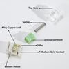Diagram showing the components of a tactile clicky mechanical keyboard switch including the top case, spring, alloy copper le