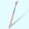 A pink retractable teacher pointer stick with a silver shaft and a finger pointing upwards.