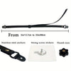 A black adjustable TV safety strap with a long cord and various stainless steel anchors and thumb nuts.