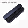A black pen box with an open compartment, showing the interior space.
