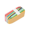 Un paquet rectangulaire de 100 enveloppes en papier coloré, avec diverses rayures.