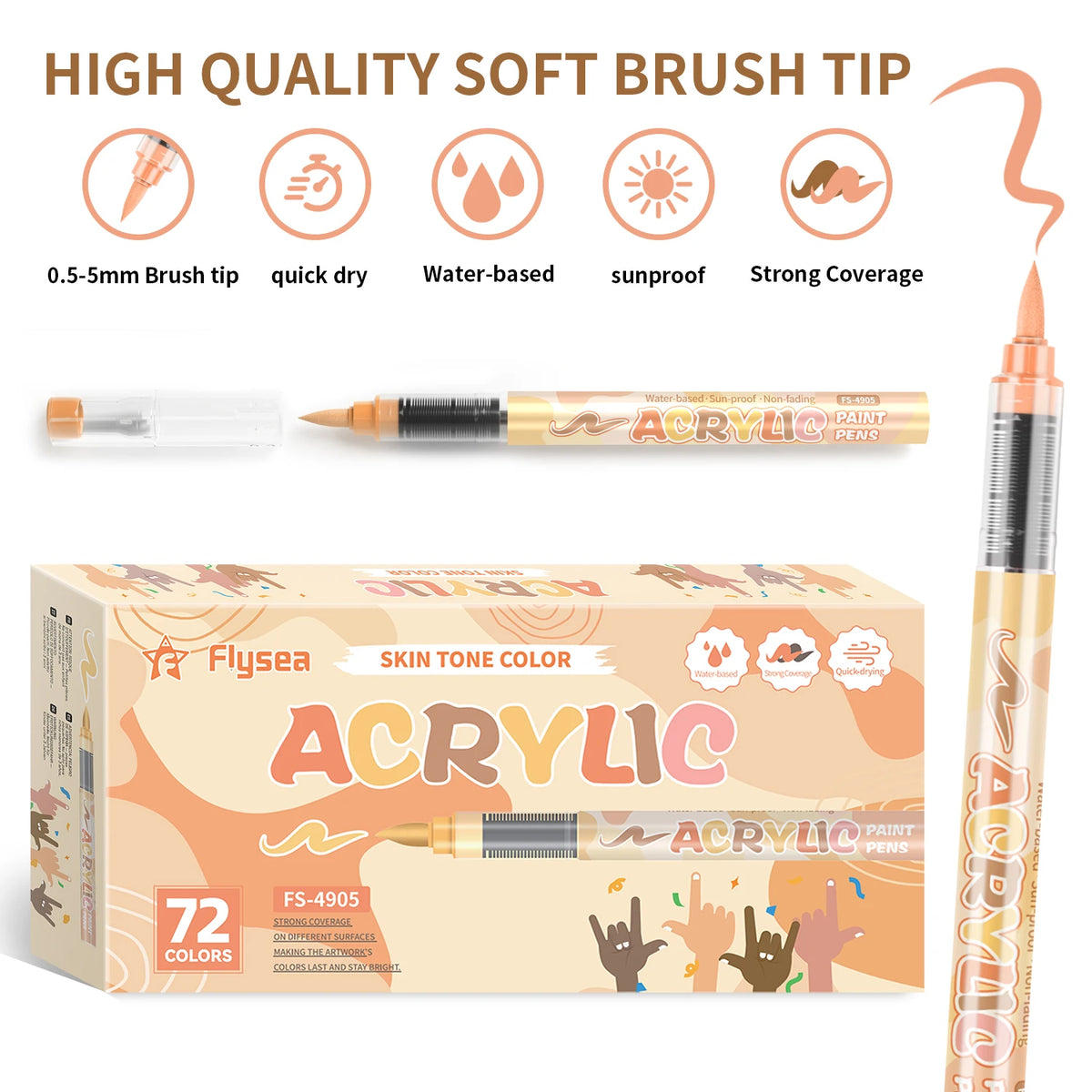 A set of acrylic paint pens with various tips and colors for DIY crafts and painting