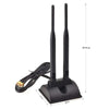 Black dual band magnetic WiFi antenna with a cord and mounting base.
