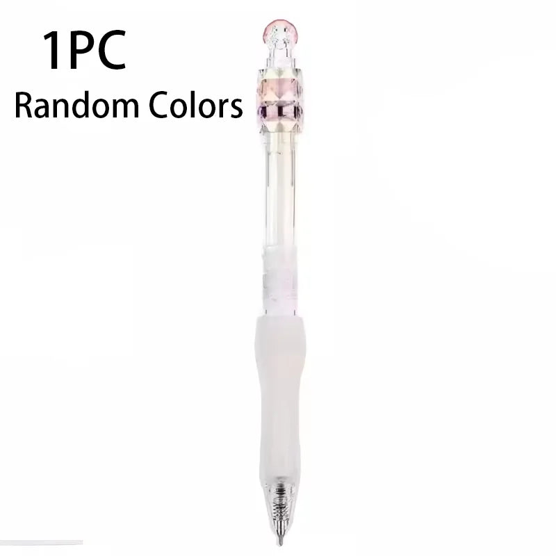 Ein einzelner klaren Gelstift mit pink-lila Spitze, vertikal dargestellt.