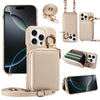 A beige premium PU leather phone case with a built-in wallet and card slots, shown with various accessories.
