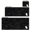 Black abstract desk mat with white topographic lines for gaming and office