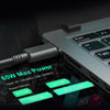 A laptop charger adapter showing various power delivery options like 9V, 15V, and 20V for a 65W device.
