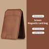 Portefeuille et étui à carte magnétique en cuir marron pour iPhone, texture cuir.