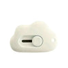 A white portable rabbit cloud letter opener and crafting tool with a round button.
