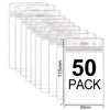 A stack of fifty clear plastic ID card holder sleeves with a 65mm width.