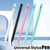 Five colored universal stylus pens displayed vertically against a light blue background.