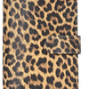 A leopard print A6 binder with a black elastic closure and 6-hole loose leaf system.