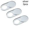 Three silver slim camera sliders for digital privacy