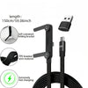 A black USB-C fast charging cable with a self-contained folding bracket and a connector head.