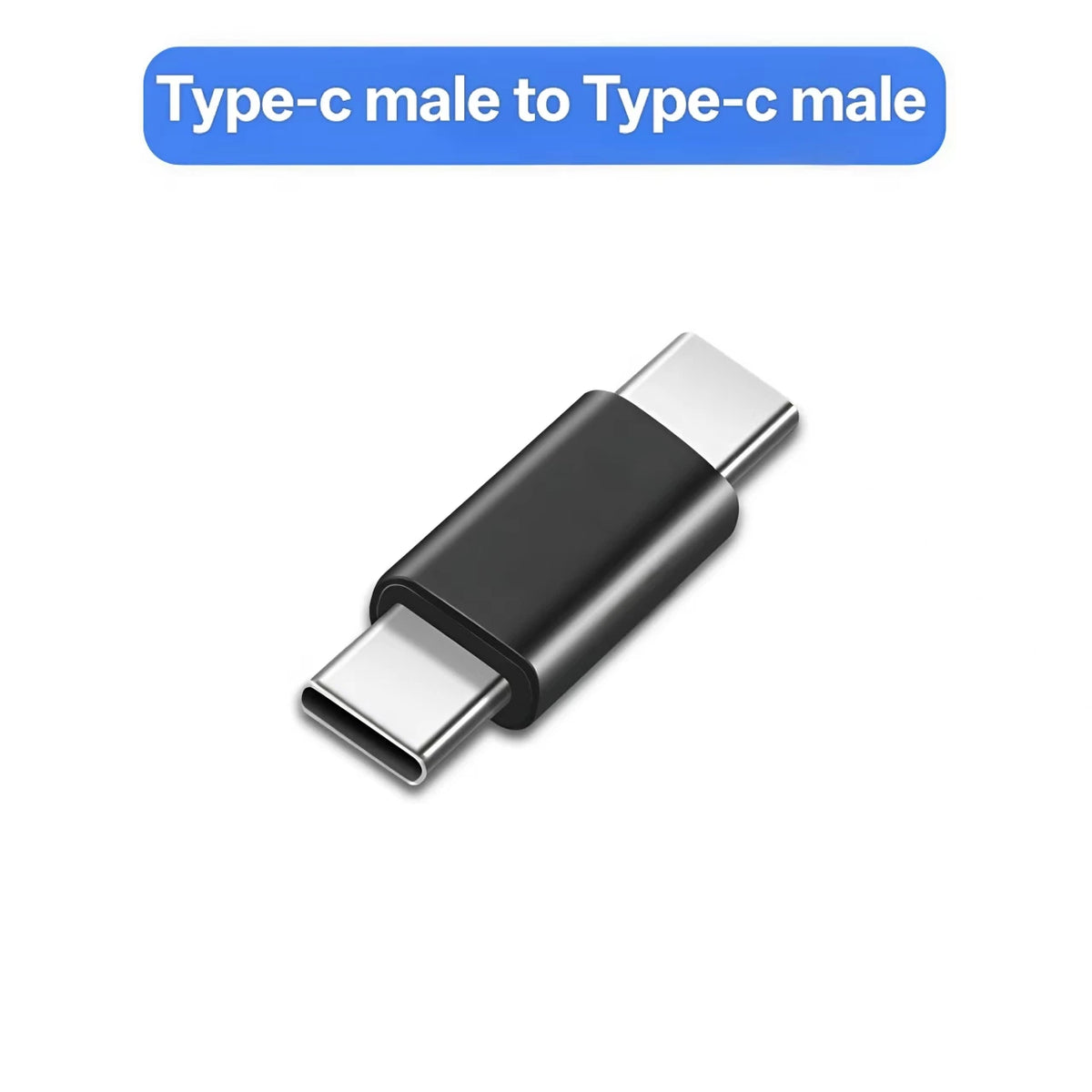 A black Type-C male to Type-C male adapter cable.
