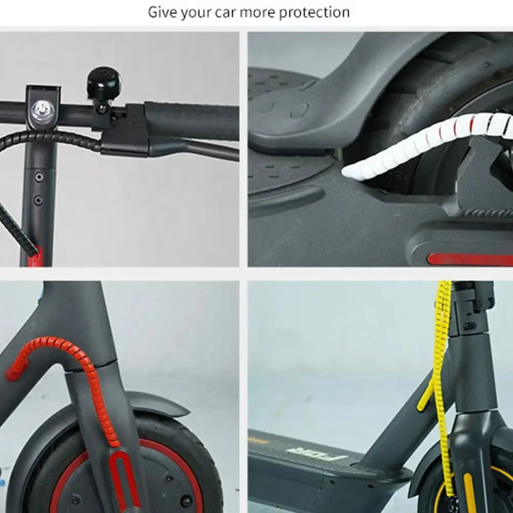 Gros plans d'un protecteur de bobine de câble installé sur un scooter, montrant sa fonction de protection automobile.