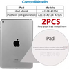 A close-up view of a silver iPad with a transparent overlay showing compatibility models and packaging details.