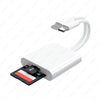 A white adapter for converting Type-C to SD/TF memory cards.