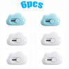 A set of six multi-color rabbit cloud utility knives in light blue and white.