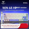 A close-up view of a WIN 68 HiMAX version magnetic axis keyboard with a thick glue level shell.