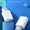 A white 40W PD3.0 fast charger block and cable displayed on a blue background.