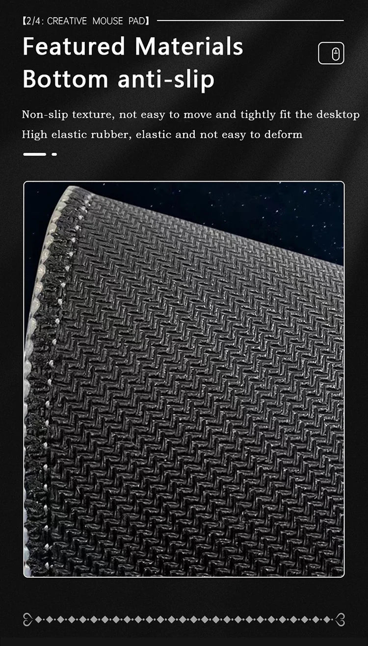 Close-up view of a black textured anti-slip rubber mat designed for a mouse pad.