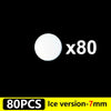 A white circular object with the text x80 and 80PCS Ice version-7mm