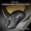 Black R11 Ultra carbon fiber construction wireless gaming mouse shown against a dark background.