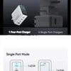 A display shows a 140W GaN Smart Display 4-Port USB-C Fast Charger with multiple charging options.