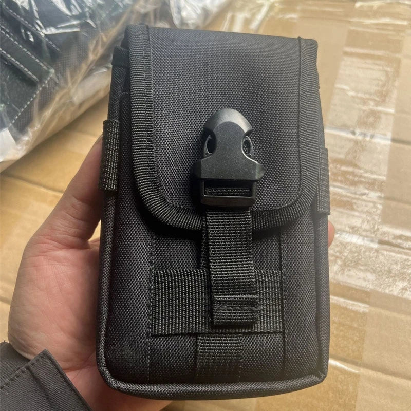 Black multilayer card slot phone pouch for Doogee and similar models being held in a hand.