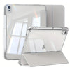 A clear protective skin for an iPad case shown with a matching cover and a separate protective sheet.