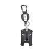 Black tactical ID badge holder keychain with a carabiner clip.