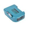 A teal charging adapter for Makita 18V tools with USB and Type-C output ports.