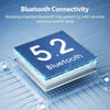 A close-up view of a blue Bluetooth chip labeled 5.2 on a circuit board with digital lines in the background.