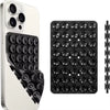 A silver smartphone case and a black silicone suction cup mount with multiple holes for mounting.